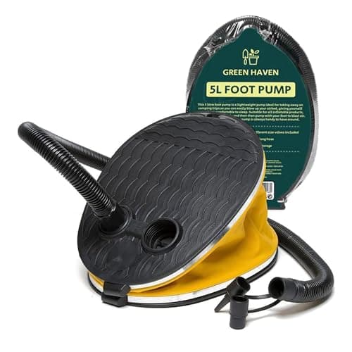 Image of GREEN HAVEN Powerful 5 Litre Foot Pump - Lightweight Manual Air Bed Pump, Compact for Airbed Inflatables with 2 Nozzles, Sturdy Air Mattress Pump for All Inflatables