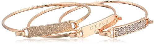 Image of GUESS 3 Piece Tension Id Bangle Bracelet, One Size, Stainless Steel