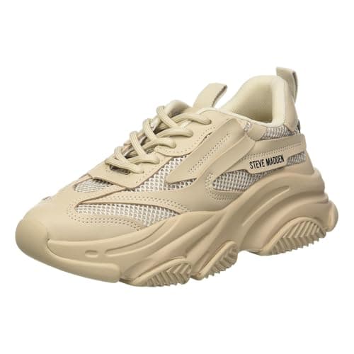 Image of Steve Madden Women's Possession Sneaker, Tan, 5 UK