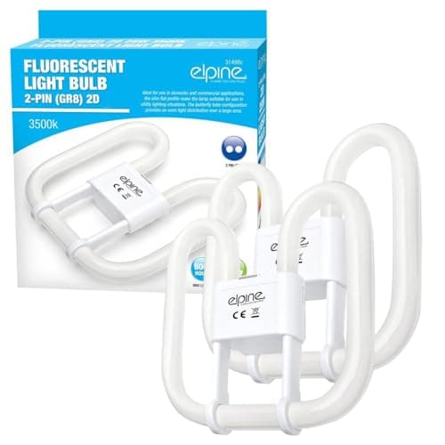 Image of Set Of 2 Fluorescent Light Bulb - 2 Pin Energy Saving 16w Slim Lamp Tube 2d | Long Life Lamp Durable | High Efficiency - Compact Pack Of 2 Tubes | 2-Pin White (10,000 Hours) GR8 3500k 16 Watt Bulbs
