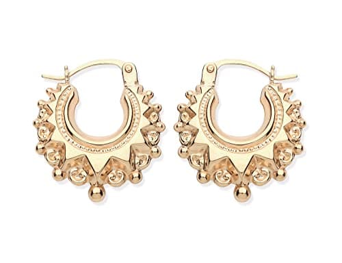 Image of Old English Jewellers 9ct Yellow Gold & Sterling Silver Overlay Hoops - Gypsy Creole Earrings