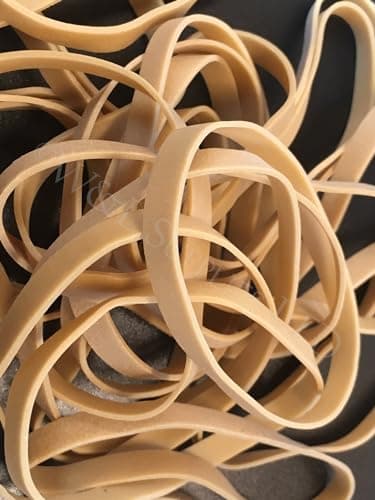 Image of Premium No.64 Rubber Bands - 90mm x 6mm - Natural, Black, Blue - 454g (Colour: Natural)