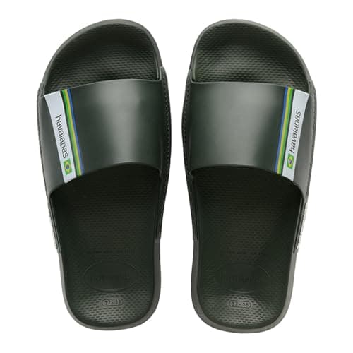 Image of Havaianas Unisex Slide Brasil, Olive Green, 3/4