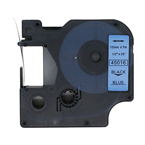Image of BROVACS 1 Pack Black on Blue Label Tape Compatible for DYMO D1 45016 12mm 1/2" OPA2216