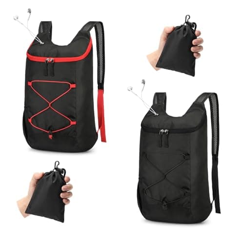 Image of Sahunfri 2 Pcs Ultra Lightweight Backpack with Headphone Jack, Foldable Backpack Water Resistant Travel Rucksack, Multi-Functional Backpacks for Men Women