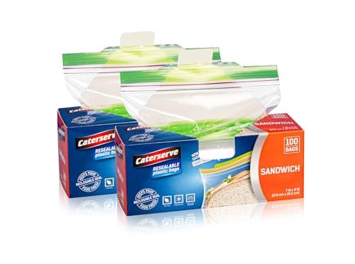Image of Plastic Sandwich Bags – Zip Food Bags – Transparent Lunch Bags with Ziplock Closure – 200 pcs Small Snack Bag – 7 x 8-inch Freezer Bags – Non-BPA Plastic – Reusable Sandwich Bags for School and Work