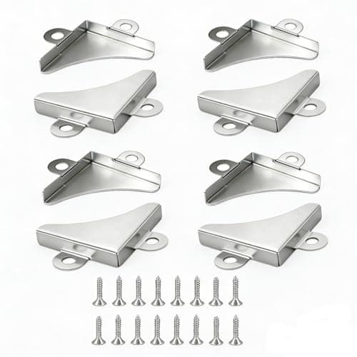 Image of Mirror Corner Brackets 8 Pcs Nickel Wall Mounting Mirror Clips, Mirror Hanging Kit with Corner Protector Design, Anti-Slip Stable Fit Mirror fixings for Bathrooms Glass Mirrors & Picture Frames