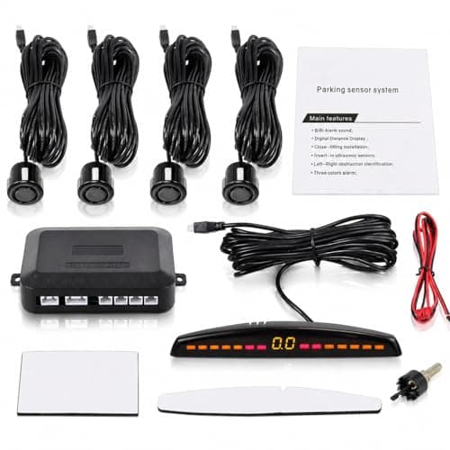 Image of Anhoer Car Parking Sensors Kit, 4 Ultrasonic Rear Reversing Radar System with LED Display & Buzzer Alarm, Distance Detection Parking Assist System for Universal Cars, SUVs, Vans
