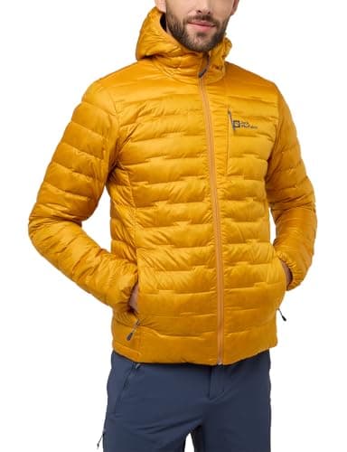 Image of Jack Wolfskin Mens Passamani Down Hooded Jacket - Safflower - XXL