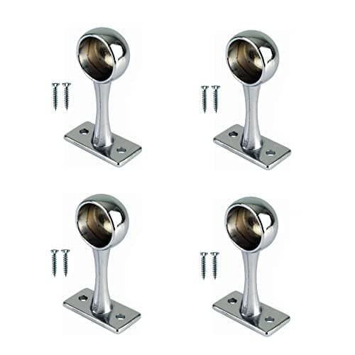 Image of TERF® Chrome Curtain Pole End Bracket for Up to 19mm Diameter Ceiling and Wall Mount Rod Holder - Pack of 4