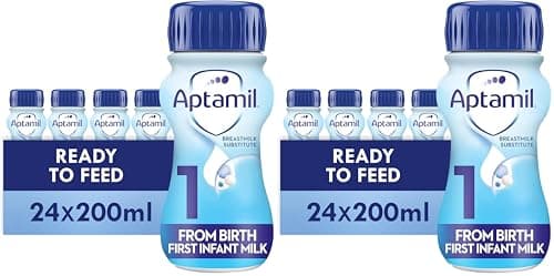 Image of Aptamil 1 First Infant Baby Milk Ready To Use Liquid Formula, From Birth, White, 200 ml, (Pack Of 48)
