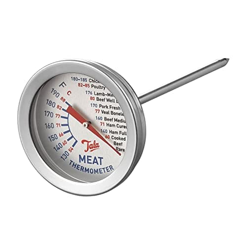 Image of Tala Meat Thermometer with 2 inch Wide Easy to Read dial, Classic Style Probe to Ensure Meat Cooked to Required Level, Measures from 130 to 190 Degrees Celsius