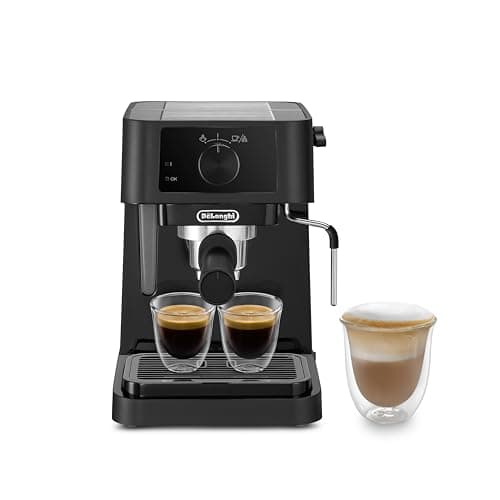 Image of De'Longhi Stilosa Manual Espresso Coffee Machine EC230.BK, Compact Coffee Machine with 15 Bar Pump Pressure, Traditional Milk Frother, Stainless Steel Boiler, Black