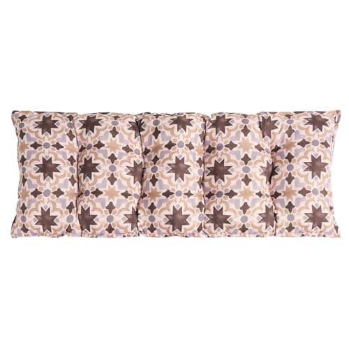 Image of OHS Garden Bench Cushion 2 Seater, Tile Print Bench Cushion Seat Pad for Patio Kitchen Garden Furniture Cushions Soft Waterproof Comfy Dining Bench Indoor Outdoor Cushions, Natural