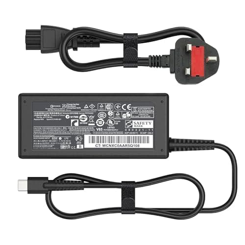 Image of vencoss 65W 45W USB C Laptop Charger Compatible With HP EliteBook X360 840-G5 830-G8 840-G6 Chromebook 14 X360 ProBook 430 440 445 G5 G6 G8,Envy X360 13 15 Spectre X360 Elite X2 AC Power Adapter