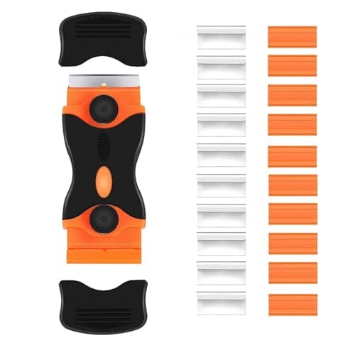 Image of Double Edged Glass Scraper for Cleaning – Razor Blade Scraper with 10 Metal + 10 Plastic Blades, Super Scraper Tool Non Scratch for Window, Ceramic Hob, Oven, Cooktop, Sticker or Paint Removal