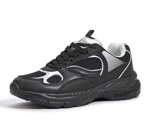 Image of LUCKY STEP Women's Running Shoe Platform Chunky Walking Sneakers Breathable Mesh Comfy Lightweight Fashion Casual Tennis Dad Shoes (Black, 10US-40EU-7UK)