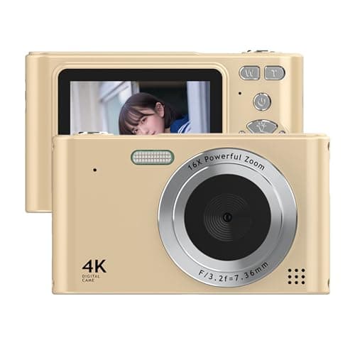 Image of Andoer 4K Digital Camera, 48MP Compact Portable Photo Camera 2.4 Inch Screen 16X Digital Zoom Anti-Shake Face Detection Beauty Effect Motion Detection for Kids Teen Students Beginner (Earth Brown)