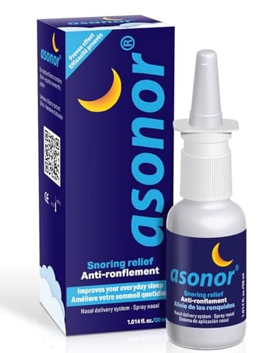 Image of Asonor Snoring Nasal Spray (30milliliter), Effective Snore Stopper Drops for Better Sleep, Snore Relief Remedy Opens Up The Throat Air Passage, Enables Better Breathing, Natural Anti-Snoring Solution