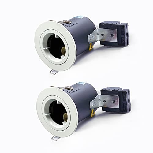 Image of 2XSweier 90 Minutes Fire Rated GU10 LED Downlight,White Recessed Ceiling Light,Complete with GU10 lampholder Junction Box IP20 Recessed Spotlight.(Not Including Bulb)