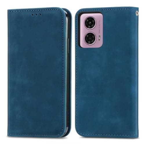Image of For Motorola Moto G04/G04S/G24 Case Leather Flip Case Wallet Notebook Flip Folio Stand View Protection ShockProof Magnetic Closure Cover with Card Holder ID Slots Protective Phone Case,Blue