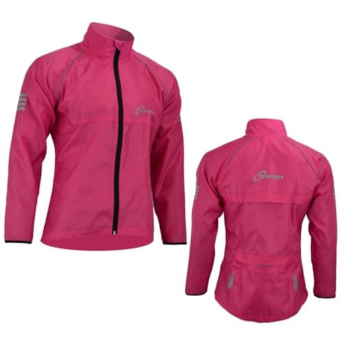 Image of 3S SPORTS Ladies Cycling Rain Waterproof Jacket Woman Hi-Visibility Cycle Running Top Coat (UK, Alpha, S, Regular, Regular, Pink)
