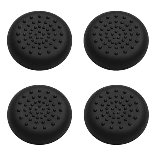 Image of AKORD TPU Thumb Grip Stick Caps – Pack of 4 Black Analogue Covers for Xbox 360, Xbox One, Xbox Series X|S, PS4, PS5 & PS5 Pro Controllers