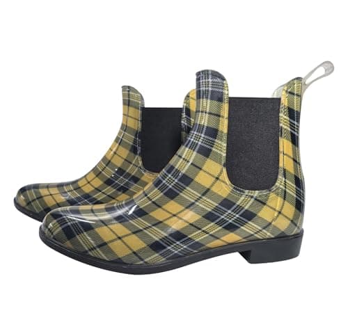 Image of A2Z Ladies Girls Teens Wellington Ankle Boots Waterproof PVC Slip-On - Wellies LDS 1420 Tartan 7 UK