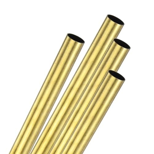 Image of M METERXITY 4-Pack 200mm Brass Round Tube, 12mm OD 0.5mm Wall Thickness H62 Brass Seamless Tubing for Construction/Machining/DIY Crafting, Metal Straight Pipe [0.47x0.02x7.9IN]