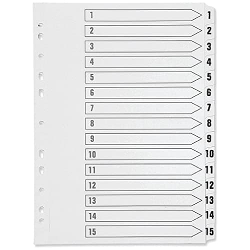 Image of Q-Connect 1-15 Index Multi-punched Polypropylene White A4