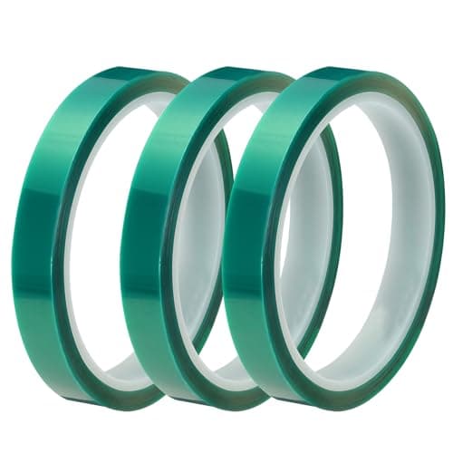 Image of sourcing map Resin Tape Silicone Adhesive Tape High Temperature Resistance Easy Peeling Polyester for Epoxy Resin,River Tables,Craft,Remove Residue 0.51 Inch Wide 108FT Long(Green),Pack of 3
