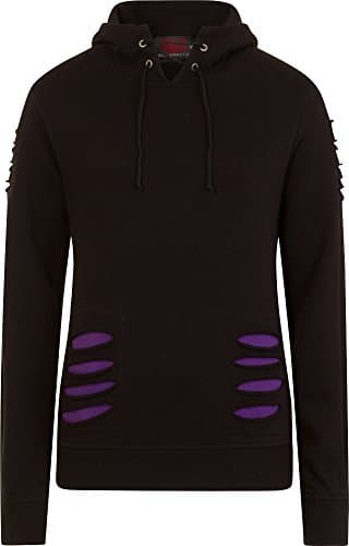 Image of Spiral - Women - Gothic Rock - Large Hood Ripped Hoody Purple-Black - Large