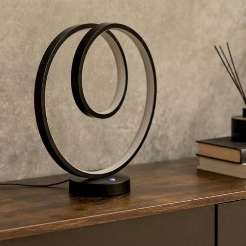 Image of ValueLights | Matt Black Loop Table Lamp with Integrated LED Touch Button | Table Lamps, Home Décor & Improvement Essential