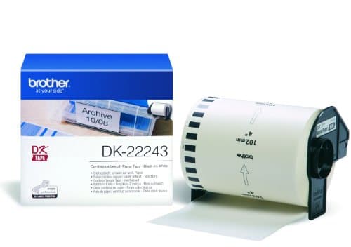 Image of Brother DK-22243 Label Roll, Continuous Length Paper, Black on White, Single Label Roll, 102mm (W) x 30.48M (L), Brother Genuine Supplies