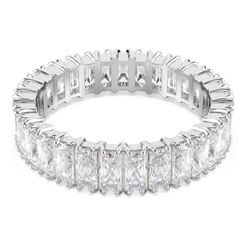 Image of Swarovski Matrix Ring, Baguette Cut, White, Silver-Tone Finish
