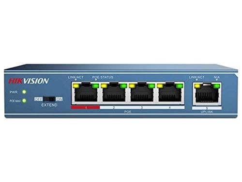 Image of HIKVISION Digital Technology DS-3E0105P-E network switch Unmanaged Fast Ethernet (10/100) Blue Power over Ethernet (PoE) Digital Technology DS-3E0105P-E, Unmanaged, Fast Ethernet (10/100),