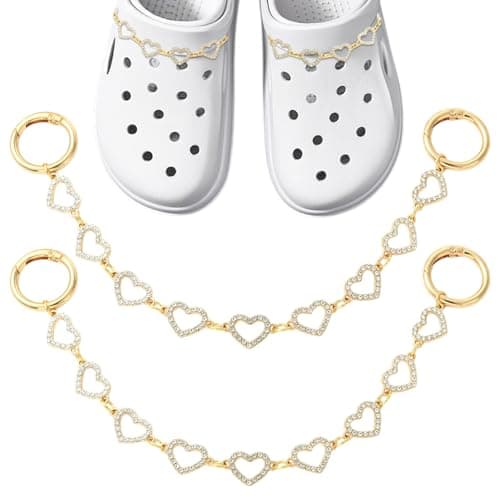 Image of LEGENTLISUR 2Pcs Heart Boot Chains Love Shoe Charms for Sneakers DIY Decorating Clothes Hats Shoes Bags Pants Keychain(Gold)