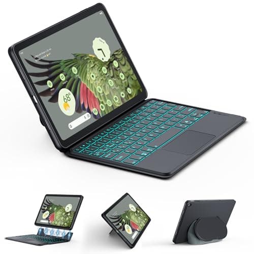 Image of JUQITECH Trackpad Keyboard Case for Google Pixel Tablet 11 inch 2023, Backlit Magnetic Detachable Wireless Keyboard Adjustable Viewing Angle Kickstand Soft Protective Cover Case work with Speaker Dock