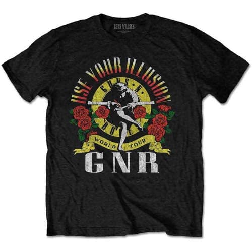 Image of Guns N Roses T Shirt Use Your Illusion World Tour Official Mens Black Small