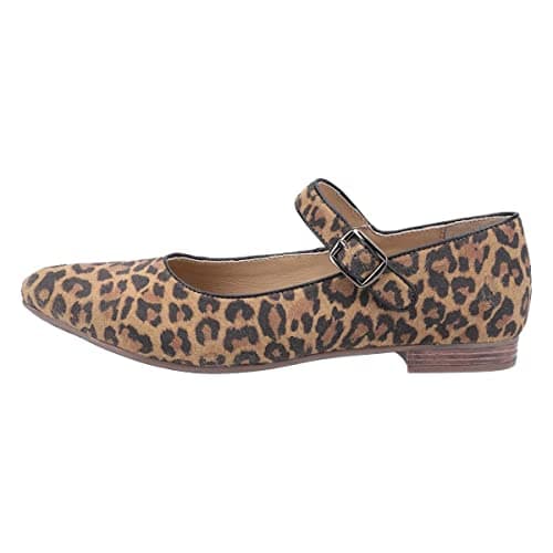 Image of Hush Puppies Women's Melissa Strap Mary Jane Flat, Leopard, 8 UK