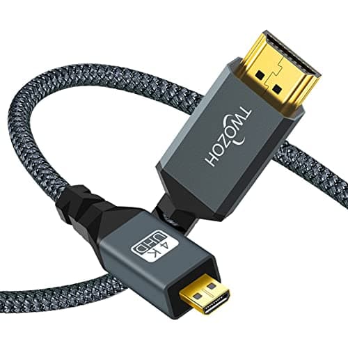 Image of Twozoh Short Micro HDMI to HDMI Cable 5M, Nylon Braided HDMI Cable A to Micro HDMI D, Supports 3D 4K/60Hz 2.0 1080p