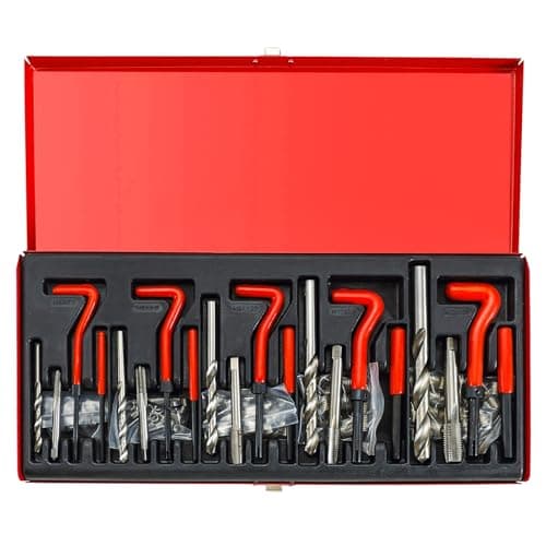 Image of DASBET 131PCS Metric Thread Repair Tool Kit Helicoil Thread Repair Kit HSS Drill Thread Repair Kit Helicoil Insert Sleeves Metric M5 M6 M8 M10 M12 Stainless Steel Tap Drill