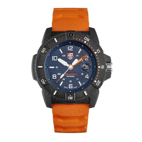 Image of Luminox Navy SEAL XS.3603 Mens Watch 45mm - Dive Watch in Orange/Blue Date Function 200m Water Resistant
