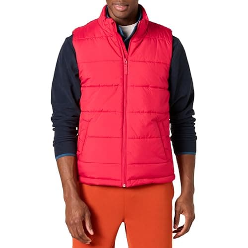 Image of Amazon Essentials Men's Mid-weight Fleece-Lined Insulated Puffer Vest, Red, S