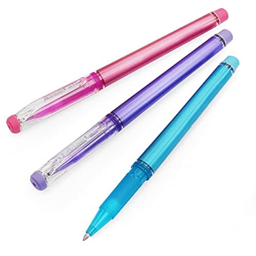 Image of uni-ball TSI UF-222-07 Erasable Gel Ink Rollerball Pen - 0.7mm Nib - Light Blue, Pink, Violet - Pack of 3