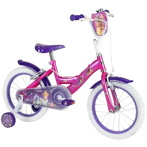 Image of Huffy Disney Princess 16" Kid’s Bike, aged 5-9 years, Dual Calliper Brakes, Removable Stabilisers, Adjustable Seat, Pink