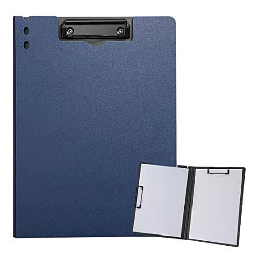 Image of ZMREN Clipboard, A4 Plastic Clipboards with Double Clip, Standard A4 Letter Size Clipboards, Suitable for Office Workers, Students, Teachers (31.5 cm x 22.5 cm) - Dark Blue