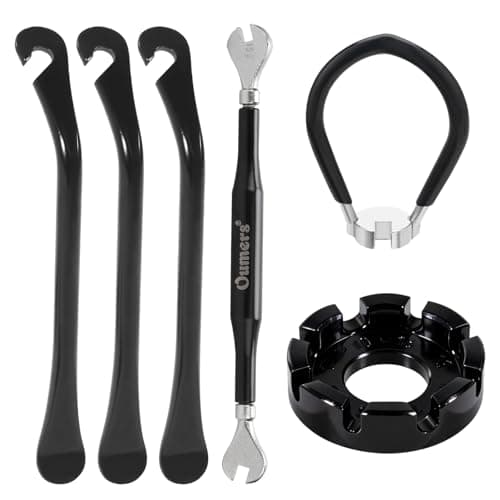 Image of Oumers Bike Spoke Wrench, 3 Pieces Spoke Keys with 3 Bike Tyre Levers, 6 Pieces Bicycle Repair Tool Kit, Cycling Pocket Tools for Wheel Rim Correction