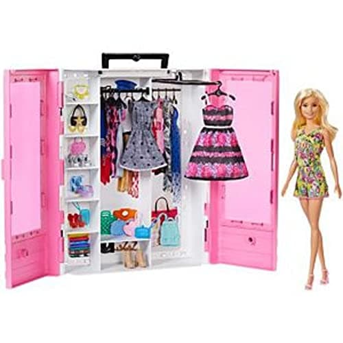 Image of Barbie Fashionistas Ultimate Closet Portable Fashion Toy with Doll, Clothing, Accessories and Hangars, Gift for 3 to 8 Year Olds, GBK12
