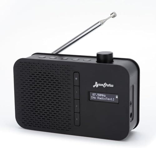 Image of ByronStatics DAB/DAB+ & FM Digital Radio, Portable Radios, Mains and Battery Powered, Bluetooth Alarm Clock Sleep Timer, Perfect for Home, Office or Outdoors, Black